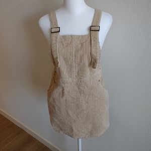 Forever 21 beige overall pinafore dress S
